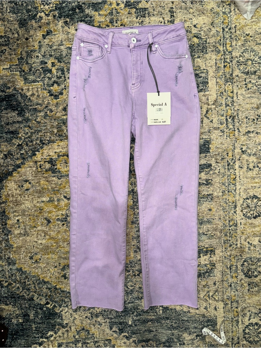 Special A purple Distressed Straight-Leg Jeans